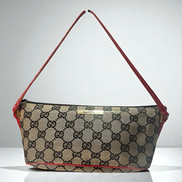 Women's Gucci Monogram Shoulder Bag Brown/Red One Size - Picture 1 of 12